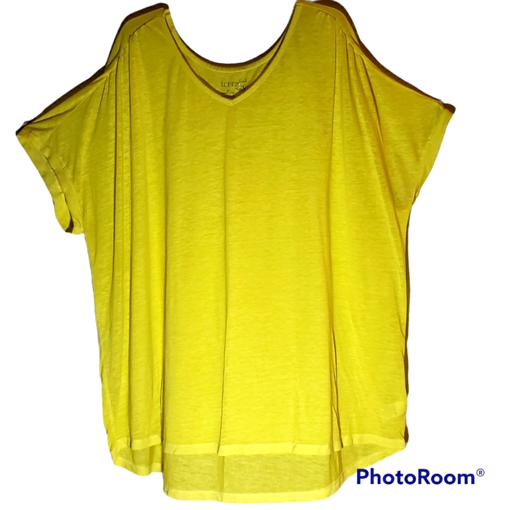 Terra&Sky women's plus size 4X yellow short sleeves pullover summer top. 744